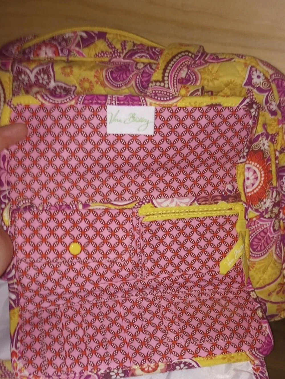 Vera Bradley Diaper Bag Quilted Yellow & Pink Floral With Matching Wallet